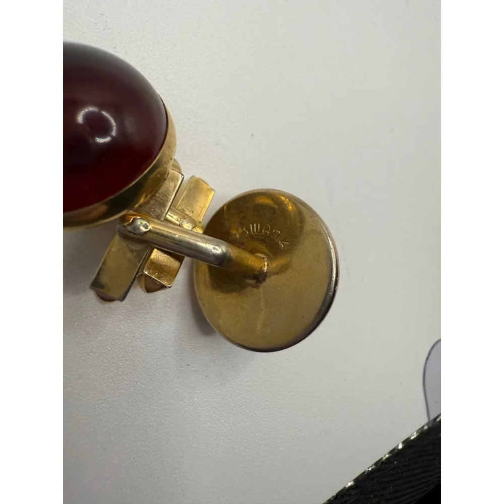 Men's Swank One Size Burgundy Gold Tone Cuff Links